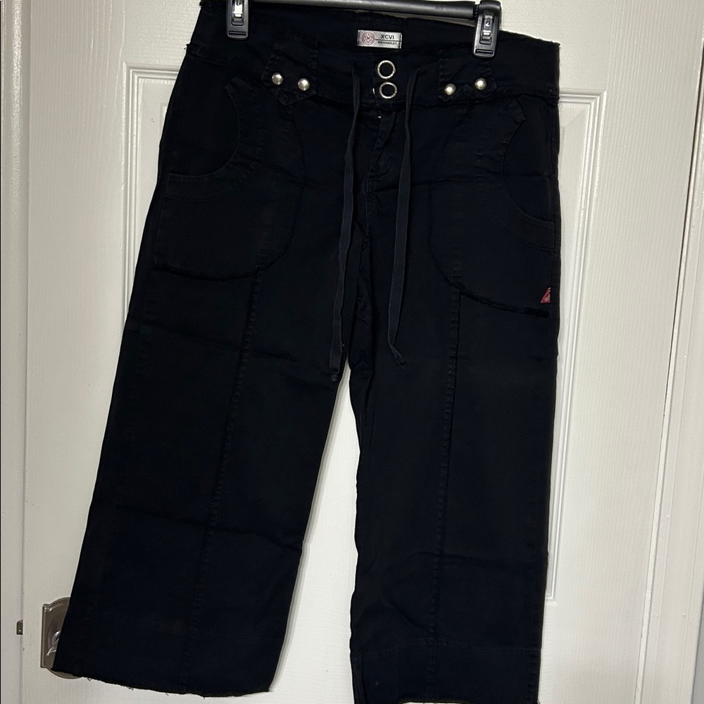 XCVI Black Wide Leg Crop Pants Medium goth witchy